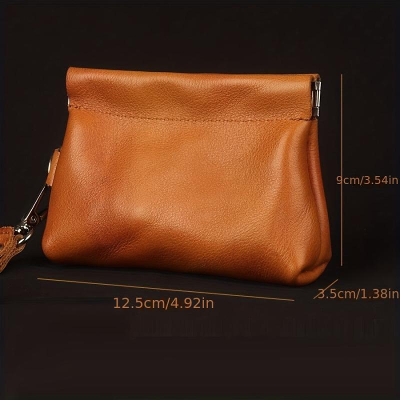 Portable Leather Wallet Jewelry Storage Bag Walnut Coin Purse