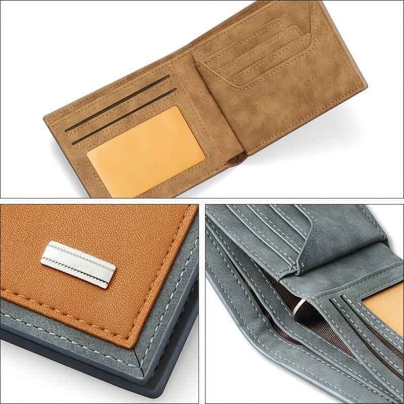 Men's Casual Coin ID Card Short Wallet Solid PU Leather Pocket