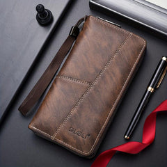 Men's Large Capacity Leather Wallet Clutch Bag