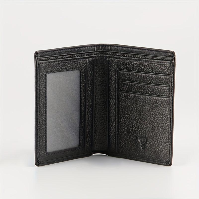 Men's Leather Business Wallet First Layer Cowhide Short Card Holder Wallet