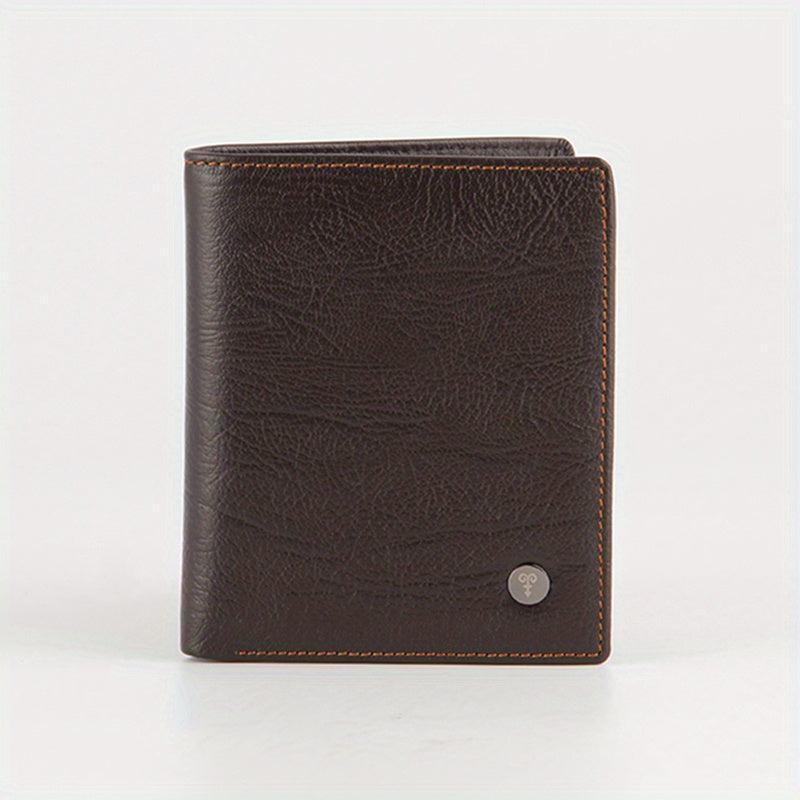 Men's Leather Business Wallet First Layer Cowhide Short Card Holder Wallet