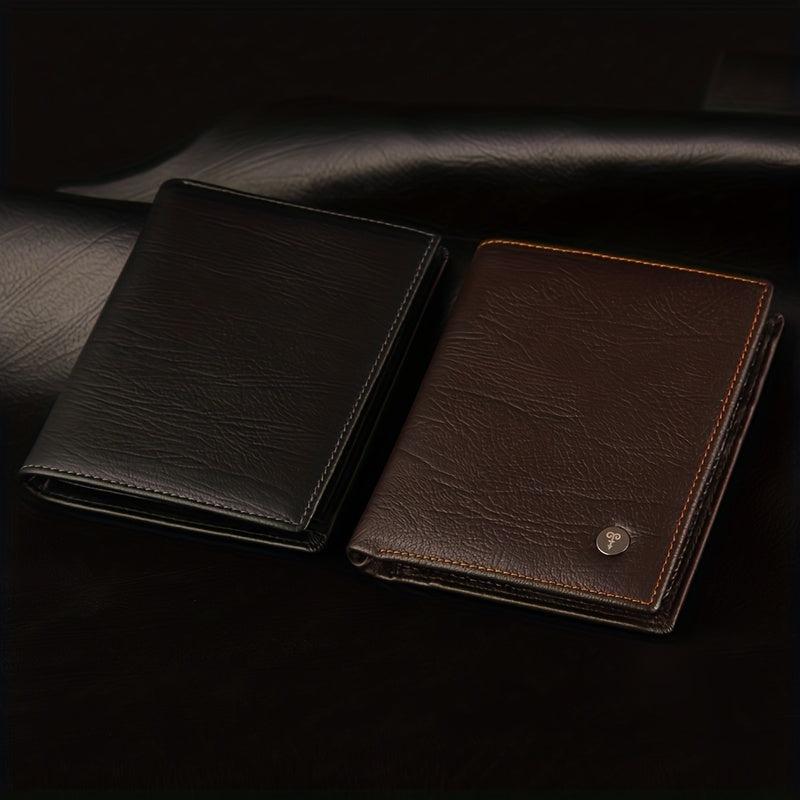 Men's Leather Business Wallet First Layer Cowhide Short Card Holder Wallet