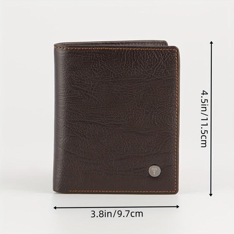 Men's Leather Business Wallet First Layer Cowhide Short Card Holder Wallet