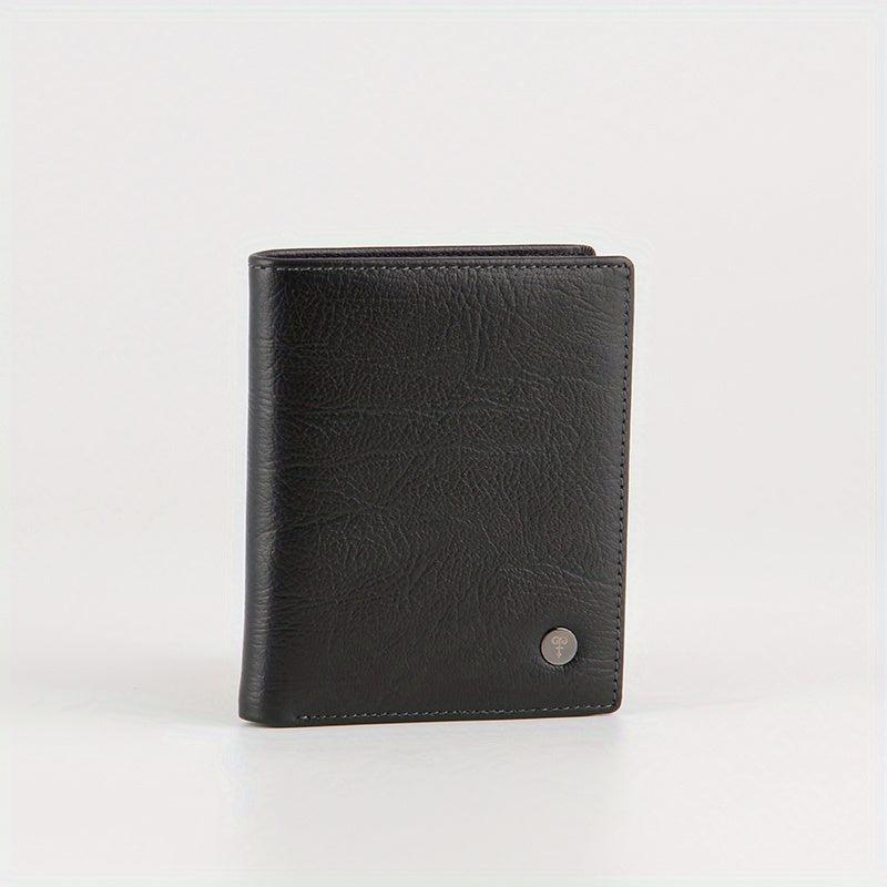 Men's Leather Business Wallet First Layer Cowhide Short Card Holder Wallet