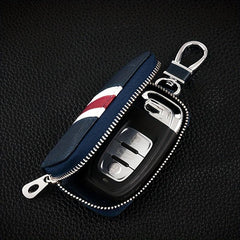 Men's Leather Car Key Holder Zipper Remote Key Bag Holder