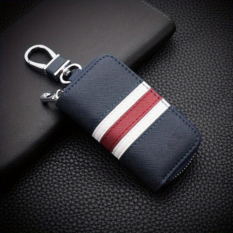 Men's Leather Car Key Holder Zipper Remote Key Bag Holder