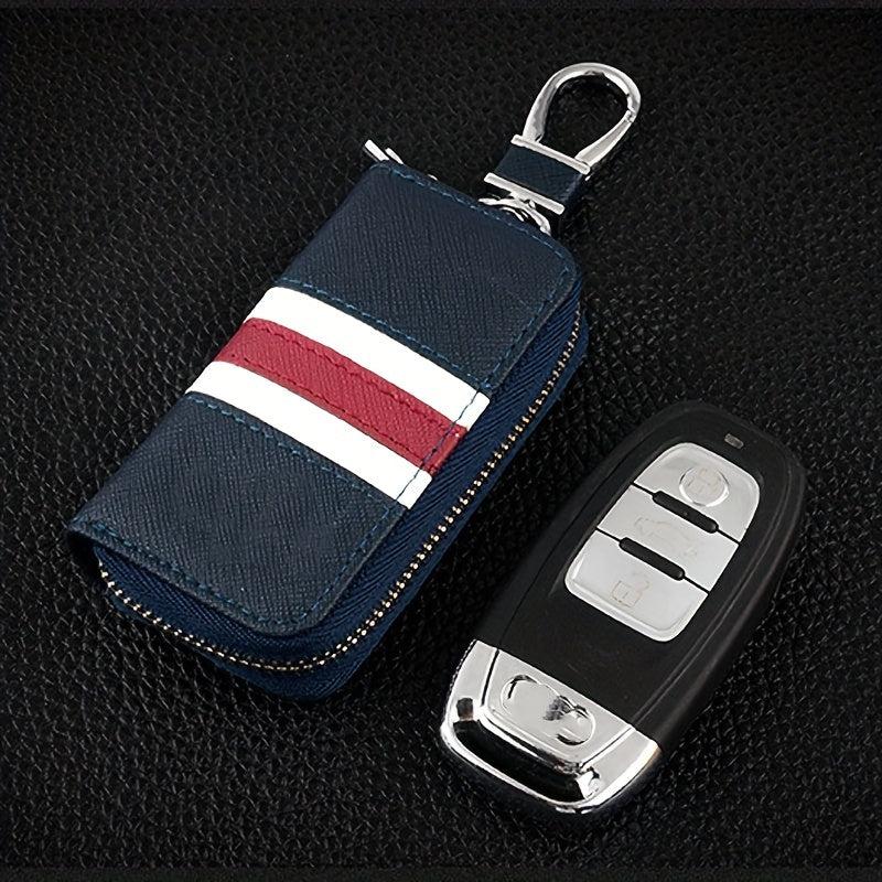 Men's Leather Car Key Holder Zipper Remote Key Bag Holder