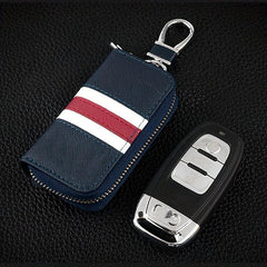 Men's Leather Car Key Holder Zipper Remote Key Bag Holder