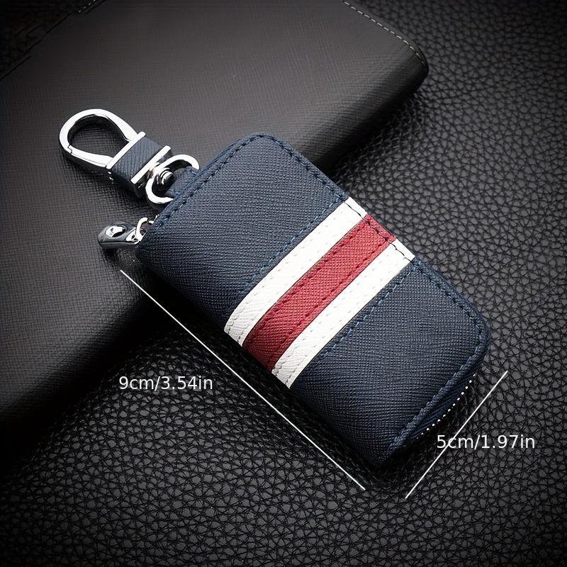 Men's Leather Car Key Holder Zipper Remote Key Bag Holder