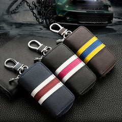 Men's Leather Car Key Holder Zipper Remote Key Bag Holder