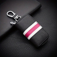 Men's Leather Car Key Holder Zipper Remote Key Bag Holder
