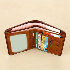 Men's Vintage Leather Bifold Wallet Slim ID Credit Card Holder