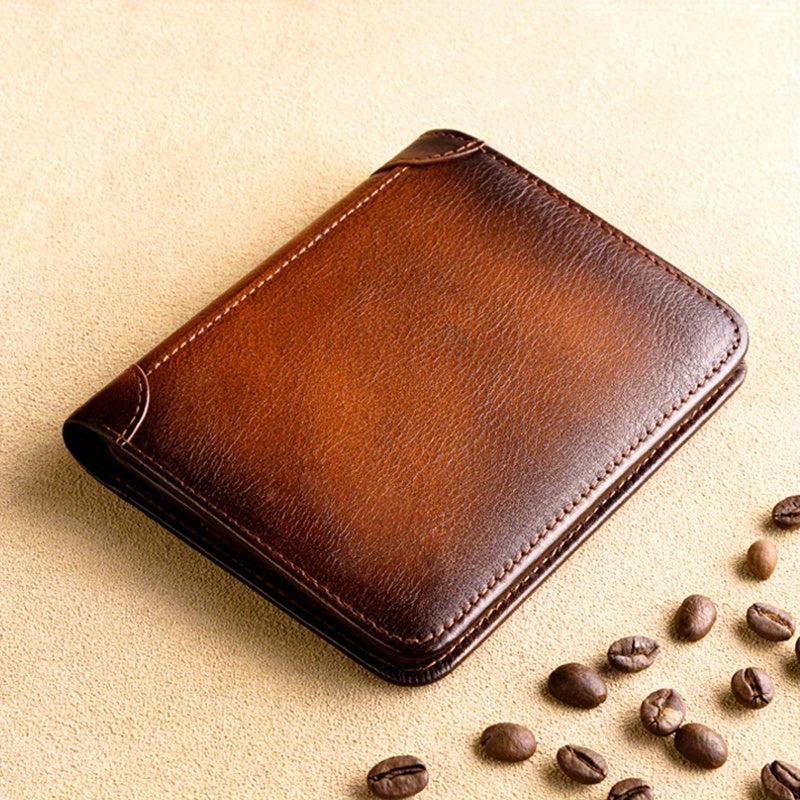 Men's Vintage Leather Bifold Wallet Slim ID Credit Card Holder
