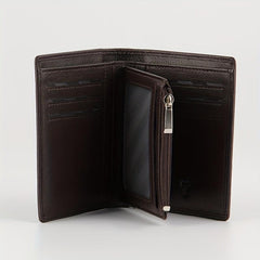 Men's Leather Short Wallet With Zipper Interlayer Card Holder
