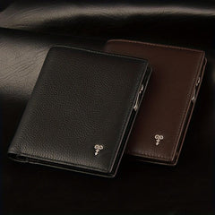 Men's Leather Short Wallet With Zipper Interlayer Card Holder