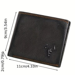 Men's Leather Wallet First Layer Cowhide Money Clip RFID Card Holder