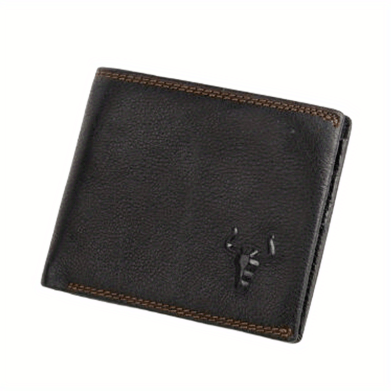 Men's Leather Wallet First Layer Cowhide Money Clip RFID Card Holder
