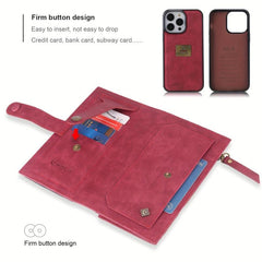 Red iPhone 14 S23 Zipper Wallet Case