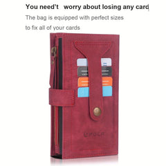 Red iPhone 14 S23 Zipper Wallet Case