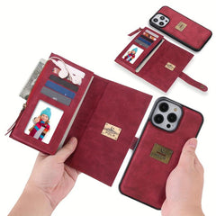 Red iPhone 14 S23 Zipper Wallet Case