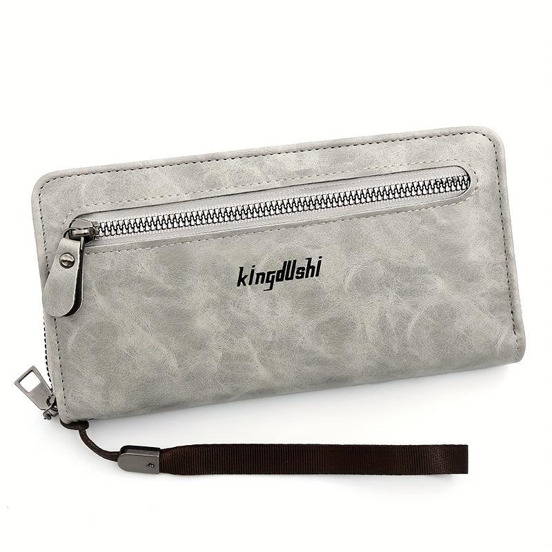 PU Leather Zipper Handbag Business Clutch Bag Card Slots Purse Wallet