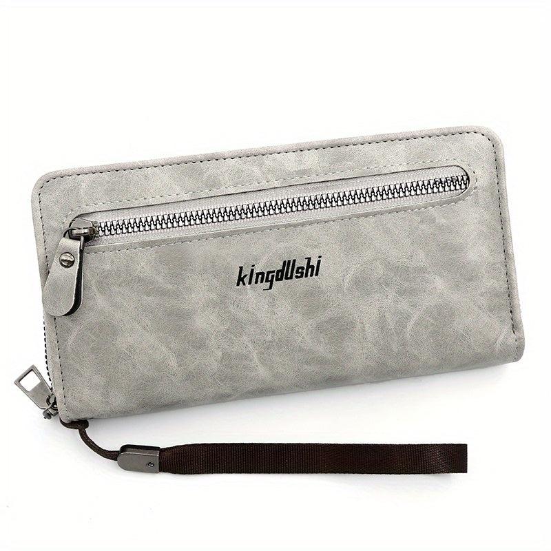 PU Leather Zipper Handbag Business Clutch Bag Card Slots Purse Wallet
