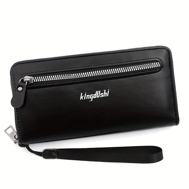 PU Leather Zipper Handbag Business Clutch Bag Card Slots Purse Wallet