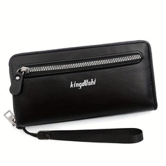PU Leather Zipper Handbag Business Clutch Bag Card Slots Purse Wallet