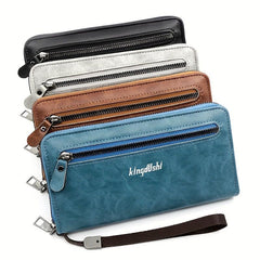 PU Leather Zipper Handbag Business Clutch Bag Card Slots Purse Wallet