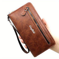 PU Leather Zipper Handbag Business Clutch Bag Card Slots Purse Wallet