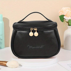 Letter Graphic Cosmetic Bag Small Faux Leather Makeup Bag