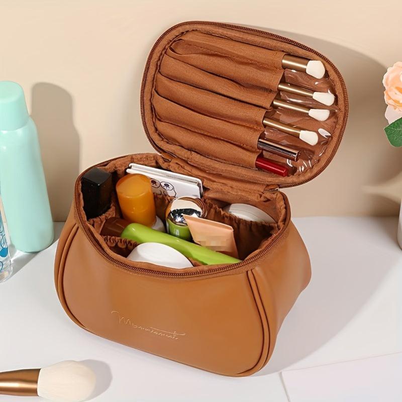 Letter Graphic Cosmetic Bag Small Faux Leather Makeup Bag