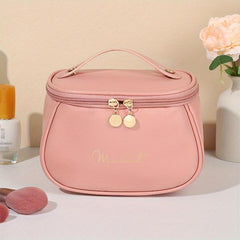 Letter Graphic Cosmetic Bag Small Faux Leather Makeup Bag