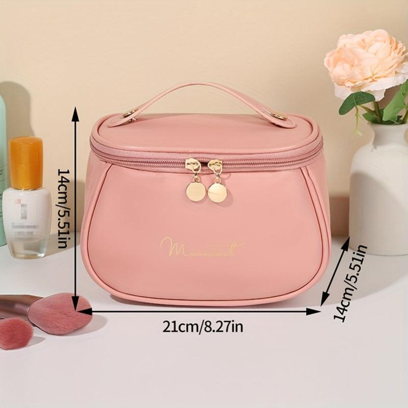 Letter Graphic Cosmetic Bag Small Faux Leather Makeup Bag