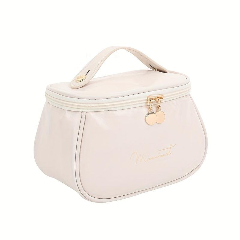 Letter Graphic Cosmetic Bag Small Faux Leather Makeup Bag