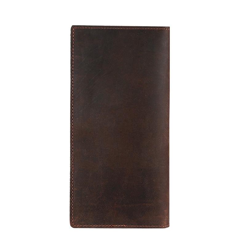 Men's Vintage Leather Clutch Wallet Crazy Horse Multifunction Money Clip