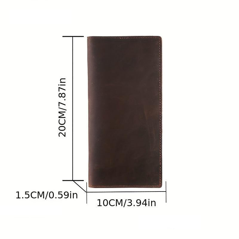 Men's Vintage Leather Clutch Wallet Crazy Horse Multifunction Money Clip