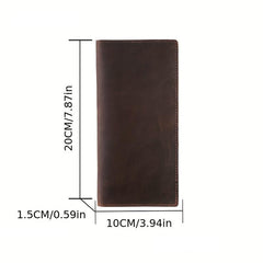 Men's Vintage Leather Clutch Wallet Crazy Horse Multifunction Money Clip