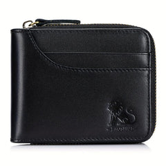 RFID Blocking Cowhide Zipper Wallet Leather Wallet