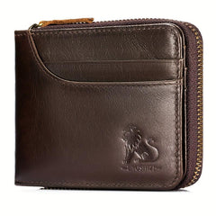 RFID Blocking Cowhide Zipper Wallet Leather Wallet