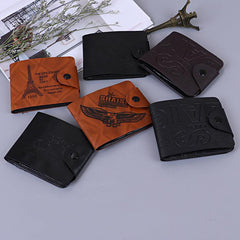 Men's Card Slot Coin Purse Short Snap Button Wallet