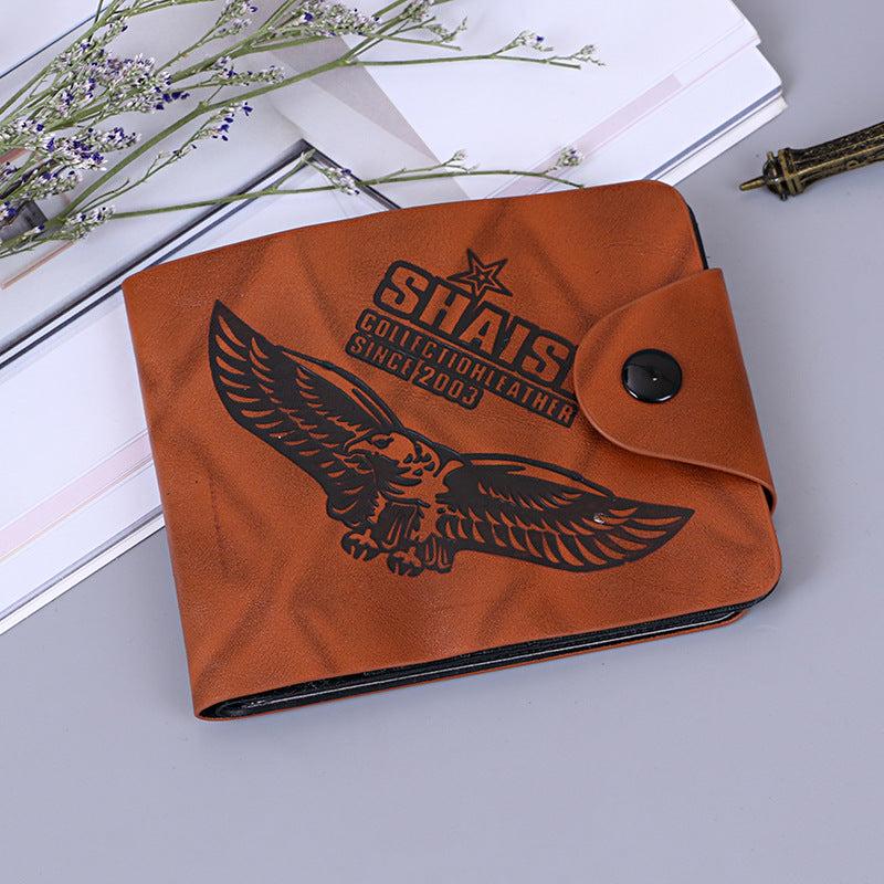 Men's Card Slot Coin Purse Short Snap Button Wallet