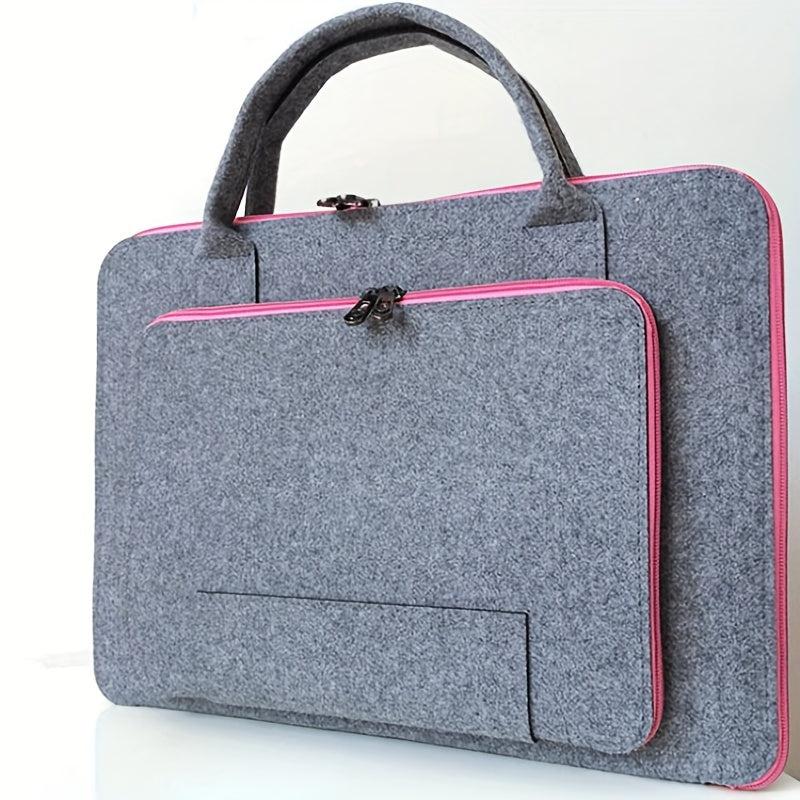 Felt Double Layer Computer Bag Solid Laptop Briefcase for Business Trip