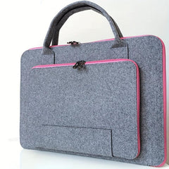 Felt Double Layer Computer Bag Solid Laptop Briefcase for Business Trip