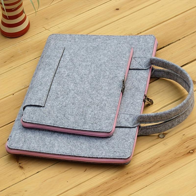 Felt Double Layer Computer Bag Solid Laptop Briefcase for Business Trip
