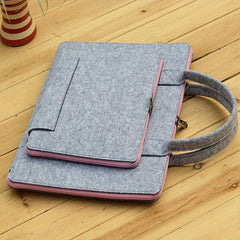 Felt Double Layer Computer Bag Solid Laptop Briefcase for Business Trip
