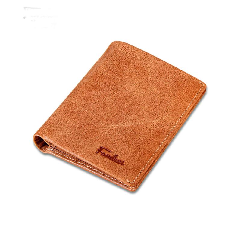 Vintage Retro Short Leather Men's Wallet First Layer Unisex Small Wallet Bag