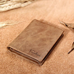 Vintage Retro Short Leather Men's Wallet First Layer Unisex Small Wallet Bag
