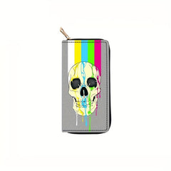 Men's Skull Pattern Long Zipper Wallet Large Capacity Clutch Bag