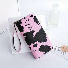 Casual Layered Cow Pattern Long Wallet Coin Purse